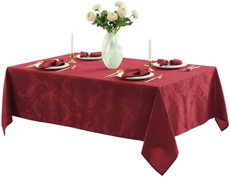 Newbridge Barcelona Damask Fabric Tablecloth, 60 x 120 Inch Rectangle, Burgundy – No Iron, Soil Resistant Table Cover for Dining, Parties and Holidays - Image 6