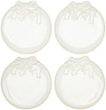 Santa Barbara Design Studio Christmas Appetizer Plates - Set of 4 Ceramic Dessert Plates, 6" Diameter, Embossed White Wreath by SantaBarbaraDesignStudio