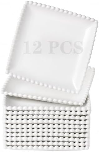 6 IN Porcelain Dessert Plates, White Appetizer Dinnerware, 12 Pcs by TAMAYKIM