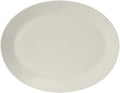 Tuxton China AMU-027 Platter, 10" x 7-3/4", Oval, Wide Rim, Microwave and Dishwasher Safe, Oven Proof, Fully Vitrified, Ceramic, AlumaTux, Modena, Pearl White, Pack of 12