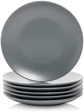 10 Strawberry Street Wazee Matte 8.25" Coupe Salad Plate, Set of 6, Charcoal Gray by 10StrawberryStreet