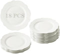6" White Porcelain Small Dinner Plates Leave Wave Rim Set of 18 by BABALIU