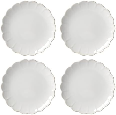 Lenox French Perle Scallop Accent Plates, Appetizer Plate Set for 4 by Lenox