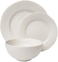 Tabletops Gallery Embossed White Porcelain Round Dinnerware - Bloom 12 Piece Dinnerware Set by TabletopsGallery