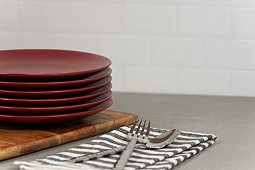 10 Strawberry Street Wazee Matte 8.25" Coupe Salad Plate, Set of 6, Red - Image 4