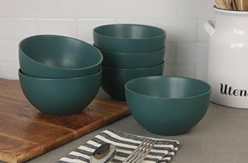 10 Strawberry Street Wazee Matte 5.5"/16oz Cereal Bowl, Set of 6, Emerald Green - Image 3
