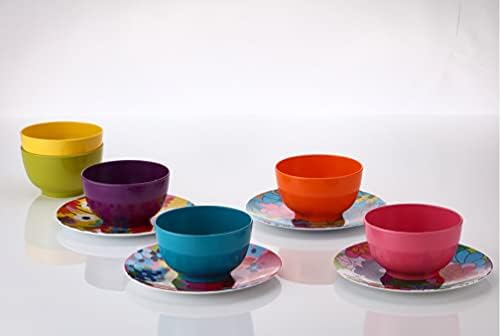 French Bull Assorted Plates - 4 Piece Set - 11 inch Melamine Dinner Plate Set - Melamine Dinnerware for Indoor and Outdoor - Assorted Garden Floral - Image 4