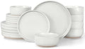 LIANYU 18-Piece Dinnerware Sets for 6, Stoneware Dinner Plates and Bowls, Kitchen Dining Dishes Set, Dishwasher & Oven Safe, Snowy White by LIANYU