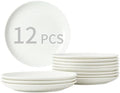 7" White Porcelain Dinner Plates Set of 12 by BABALIU