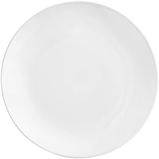Round Stoneware Dinner Plate, Bright White, 10.5 Inch Coupe Style, Microwave and Dishwasher Safe, 12 Count