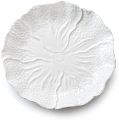 4 Piece White Ceramic Salad Plates Dessert Plates Set (10 inches & 8 inches) Vegetable Floral Embossed Design Porcelain Appetizer Plates - Image 5
