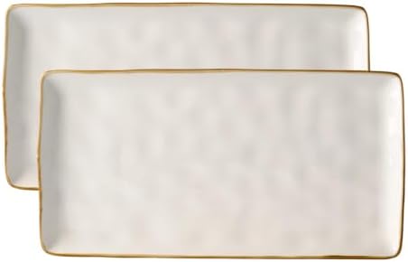 Famiware Serving Platters for Food, 14.09" x 7.48",2-Pack, Vanilla White by Famiware