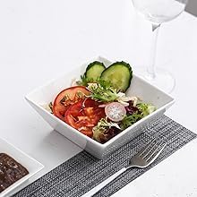 Porlien Classic 24-piece Square Dinnerware Set for 6, Off-white Square Plates and Bowls - Image 6