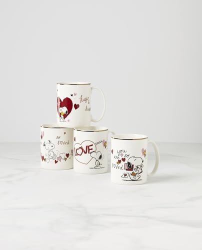 Lenox Snoopy Valentine's Day Porcelain Mug Set for 4, 12oz - Image 2