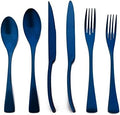 Luxury 18/10 Stainless Steel Matte Blue Flatware Set - Silverware Cutlery Utensil Set Steak Knife Spoon and Fork Knife Serving Set,Service for 1 (6-Piece) by Uniturcky