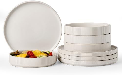 Famiware Star 8-Piece Plates and Bowls, Stoneware Dinnerware Dish Set for 4 by Famiware