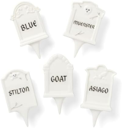 Lenox Halloween Headstone Cheese Markers Set, 5-Piece with 20 Labels by Lenox