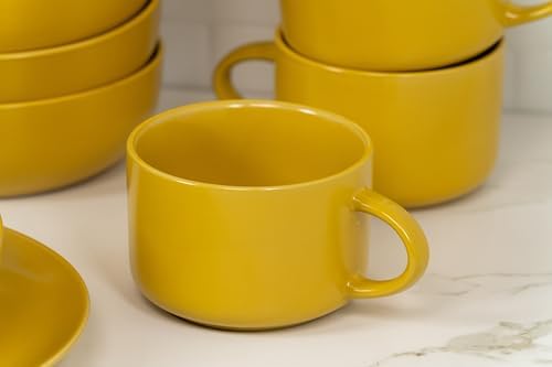 10 Strawberry Street Wazee Matte Oversized Mug, Yellow, Set of 6 - Image 5