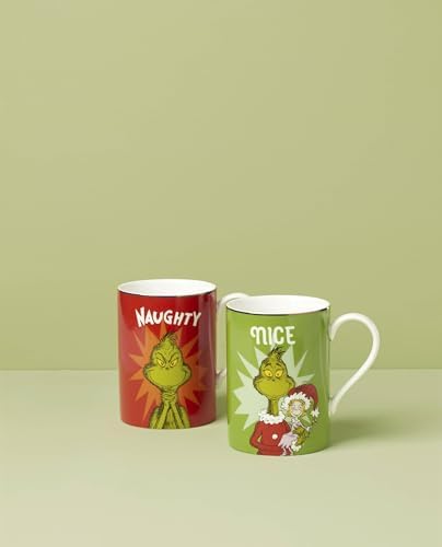 Lenox Grinchmas Naughty and Nice Porcelain Christmas Mug Set for 2, 14oz - Image 2