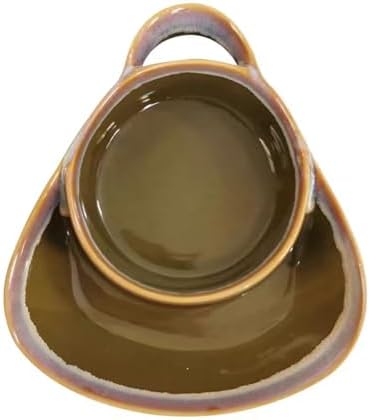 Soup and Side Bowl Plate Ceramic, Chip and Dip Divided Bowls, Anti-Soggy Cereal Bowl Bread Dipping Bowls Plates for Salad Breakfast, and Sandwich Ideal for Home and Restaurant (jade green)