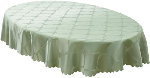 Newbridge Ribbons and Bows Damask Fabric Tablecloth, Sage Green, 60 x 102 Inch Oval, Wrinkle & Stain Resistant Table Cover - Image 5
