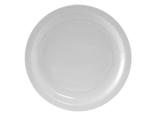 Tuxton China CLA-104 Plate, 10-1/2" Diameter, Round, Narrow Rim, Microwave and Dishwasher Safe, Oven Proof, Fully Vitrified, Colorado, Porcelain White, Round Plates, Pack of 12