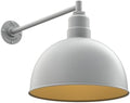 Steel Lighting Co. Hollywood Bowl Light | Outdoor Wall Mounted | 15 inch Bowl Dome | 20" Straight Arm | Barn Light Made in America | Modern Gray Exterior/Brass Interior