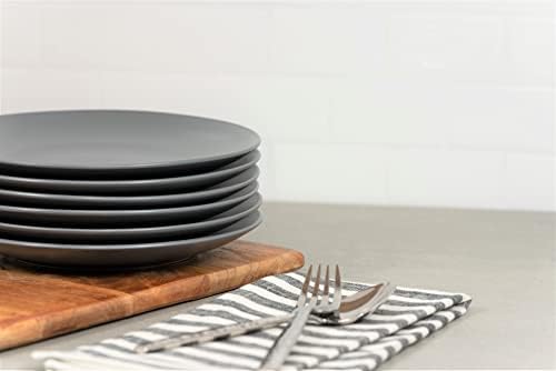 10 Strawberry Street Wazee Matte 8.25" Coupe Salad Plate, Set of 6, Charcoal Gray - Image 2