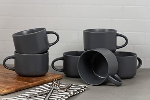 10 Strawberry Street Wazee Matte 4.75"/22 oz Oversized Mug, Set of 6, Charcoal Gray - Image 3
