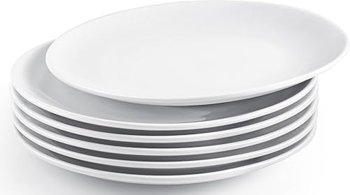 6 PCS 10 Inch White Ceramic Appetizer Plates, Round by Dyrfolm