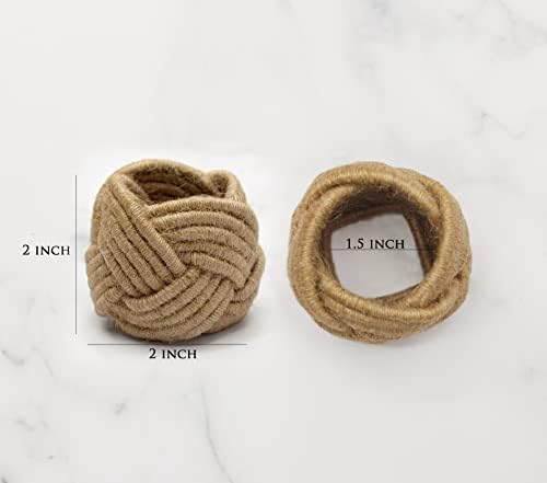 COTTON CRAFT Jute Napkin Ring - 12 Pack Handmade Nautical Knot Napkin Rings - Image 5