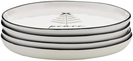 Santa Barbara Design Studio Christmas Appetizer Plates - Set of 4 Small Ceramic Plates, 5.25" Diameter, Merry Love Peace Joy - Image 2
