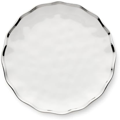 Regency Silver 9-Inch Porcelain Salad Plates – Set of 4 Elegant Silver-Trimmed Plates – Perfect for Appetizers, Salads & Desserts – Durable, Dishwasher-Safe Tableware for Everyday & Formal Dining by CERTIFIEDINTERNATIONAL