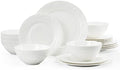 KINGSTONE 18Pcs Vintage Relief White Bone China Set, Service for 6 by KINGSTONE