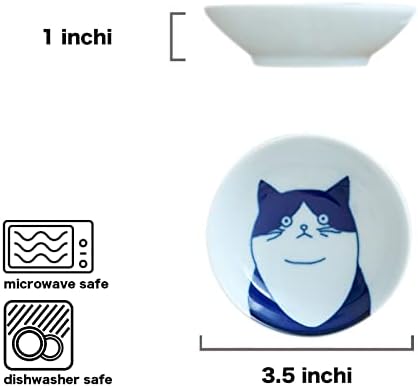 Japanese Cat Ceramic Small Plates - Set of 5 - Great Gift for Cat Lovers, 5 Cats 3.5in - Image 3