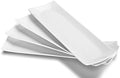 DOWAN 14" Sushi Plate Set of 4 - Long Rectangle Plates and Cracker Trays for Serving - White Ceramic Platters for Party and Entertaining - Dishwasher & Oven Safe by DOWAN