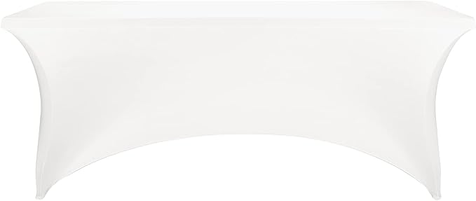 LZY Spandex Table Covers 6 Feet, Stretch/Fitted Table Covers for 6 Feet Folding Table, Rectangular Spandex Table Cloths for Wedding Party or Event (6FT-2PCS, White)