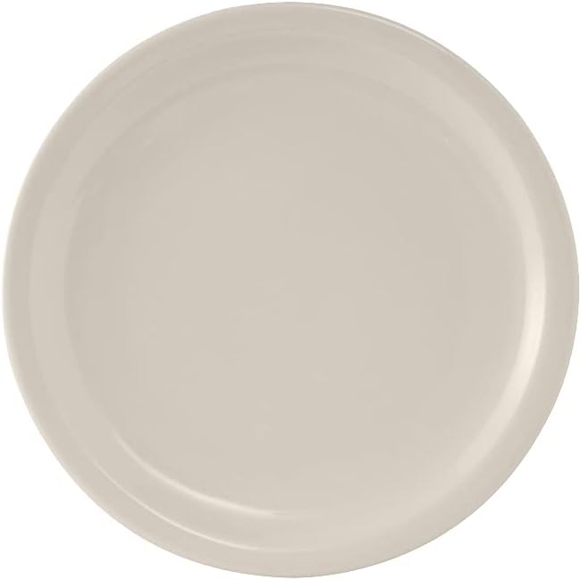 Tuxton China TNR-007 Plate, 7-1/4" Dia., Round, Narrow Rim, Microwave & Dishwasher Safe, Oven Proof, Fully vitrified, Lead-Free, Ceramic, Nevada, American White/Eggshell, Case of 36