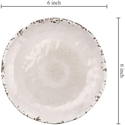 UP Crackle Melamine Round Dessert Plates, Small Serving Plates, for Appetizer, Snacks, and Side Dishes, Cream, 6 Inch, Set of 4 - Image 3