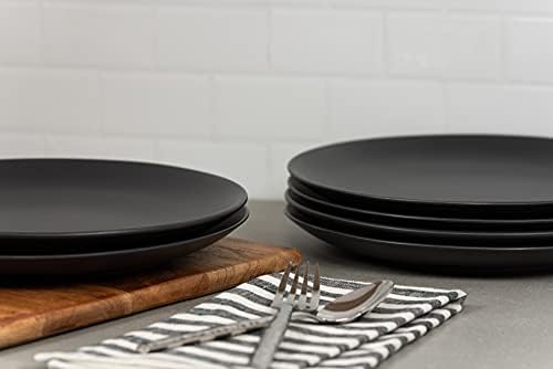 10 Strawberry Street Wazee Matte 10.5" Coupe Dinner Plate, Set of 6, Black - Image 4