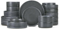 Herogo Dinnerware Dishes Sets with Salad Bowls, 24 Piece Plates and Bowls for 6, Dishwasher & Microwave Safe Ceramic Stoneware for Kitchen, Dark Gray by Herogo