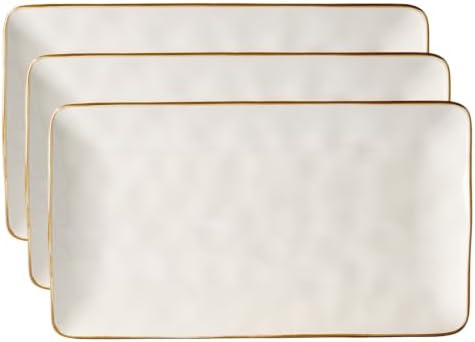 famiware Serving Platters for Food, 15.67" x 8.62", 3-Pack, Vanilla White by Famiware