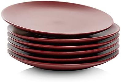 10 Strawberry Street Wazee Matte 8.25" Coupe Salad Plate, Set of 6, Red - Image 2