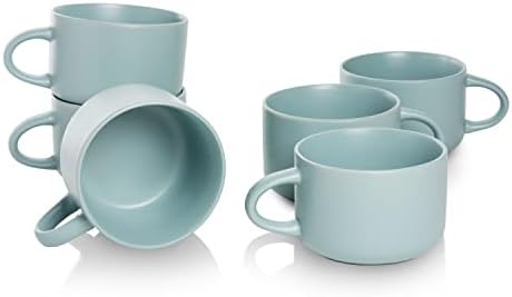 10 Strawberry Street Wazee Matte 4.75"/22 oz Oversized Mug, Set of 6, Mineral Blue by 10StrawberryStreet