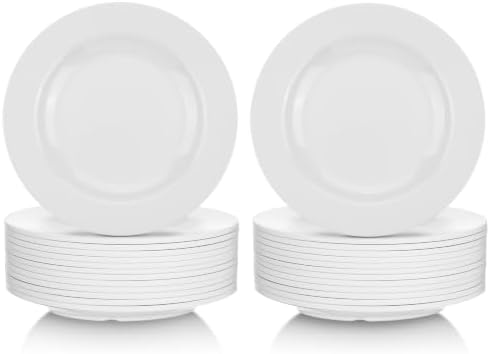 Vesici 24 Pieces 9.96 Inch Melamine Dinner Plates White Round Plates by Vesici