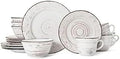 Pfaltzgraff Trellis White 16-Piece Stoneware Dinnerware Set, Service for 4, Distressed White Finish, Microwave & Dishwasher Safe Plates and Bowls by Pfaltzgraff