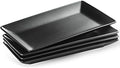 YHOSSEUN Ceramic Serving Platters Set of 4, 9.8 In Black Rectangular Plates by YHOSSEUN