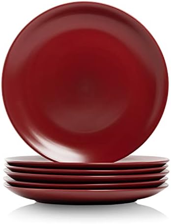 10 Strawberry Street Wazee Matte 10.5" Coupe Dinner Plate, Set of 6, Red by 10StrawberryStreet