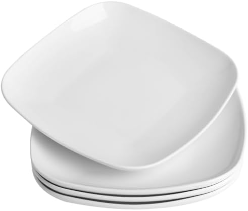 Ceramic Square Dinner Plates,9 Inch Square Serving Plate for Steak, Pasta, Salad, Snacks, Dessert, Appetizer Plates-Set of 4 by KITCHENLESTARaddsmorebeautifulcolourstoyourlife