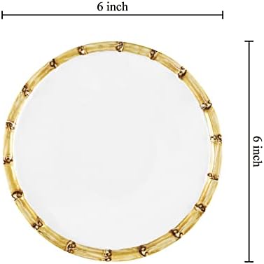 UP Bamboo Melamine Round Dessert Plates, Small Serving Plates, for Appetizer, Snacks, and Side Dishes, White, 6 Inch, Set of 4 - Image 3